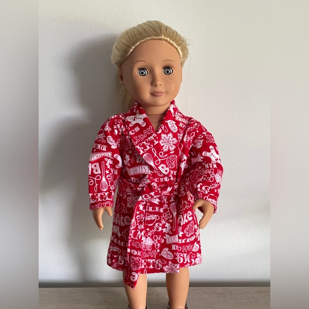 Red Doll Robe with White Patterns